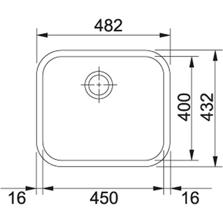 Franke onderbouwspoelbak Galasia 450x400mm glad