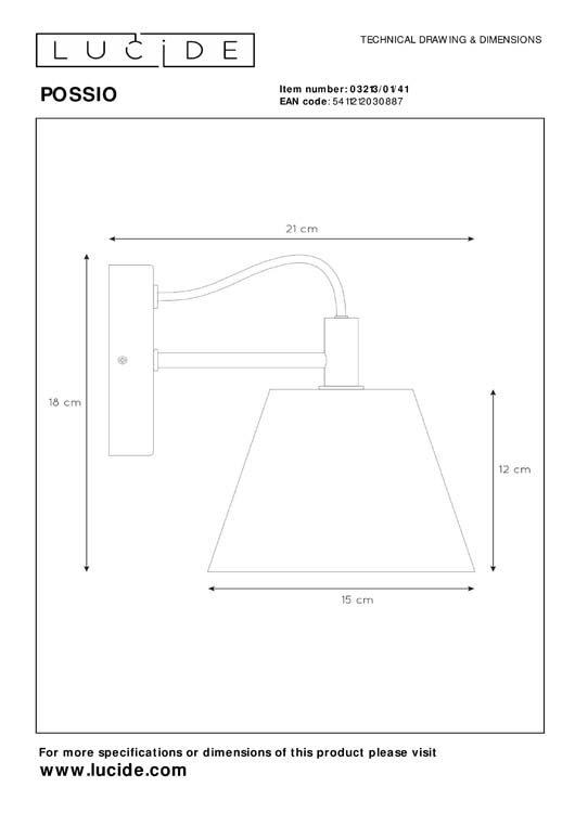 POSSIO - Wandlamp - 1xE14 - Taupe