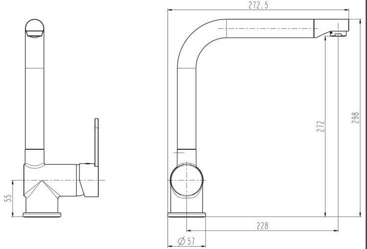 Keukenkraan Ria inox-look