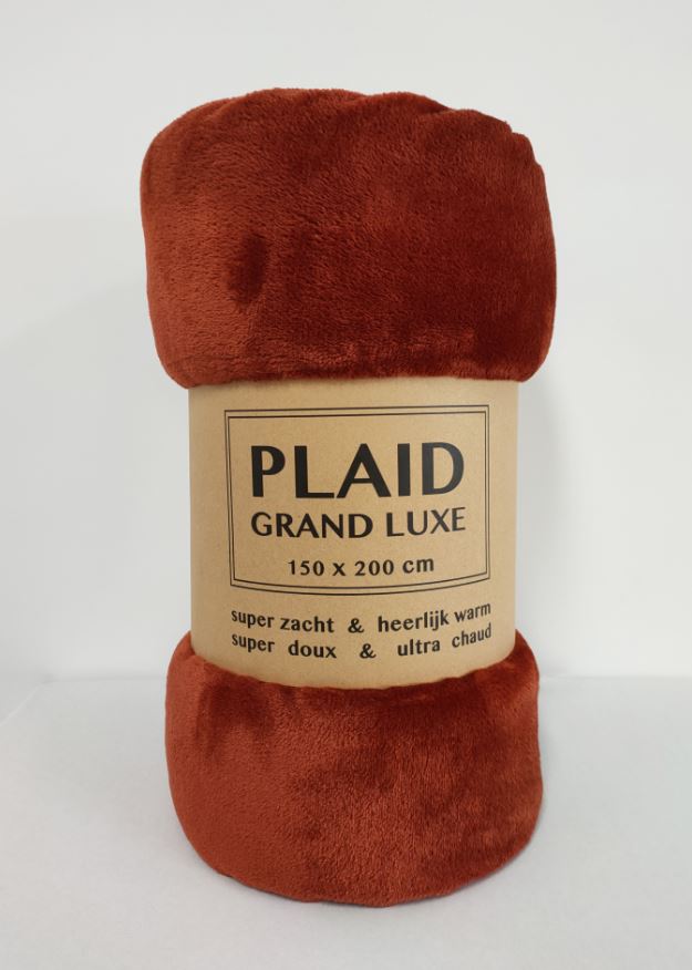 Plaid Grand Luxe terracotta 100% polyester 150 x 200cm