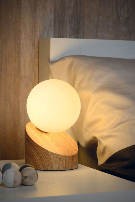 Tafellamp licht hout hoogte 16 cm