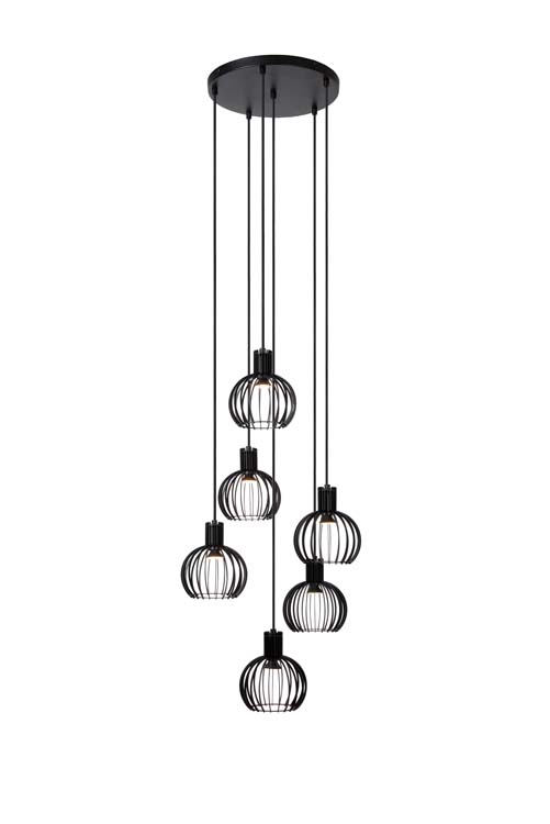 Lucide MIKAELA - Suspension - Ø 35 cm - 6xE14 - Noir