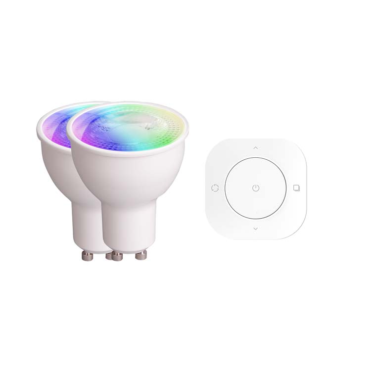 Lampe LED Smart Multicolour/Blanc GU10 350LM 2 pc + Télécommande