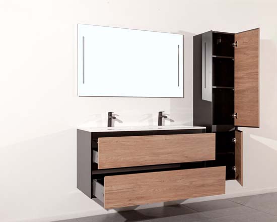 Meuble lavabo Molly look bois double 1194x455x580mm