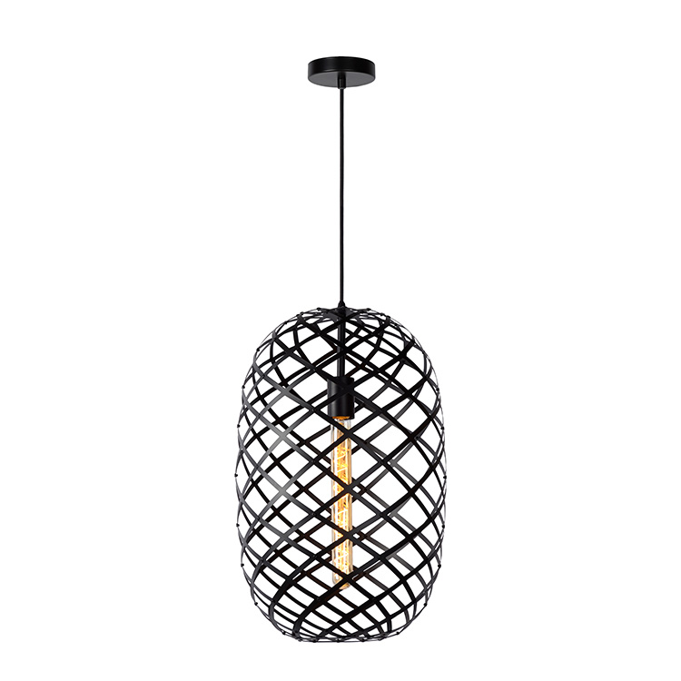 Lucide WOLFRAM - Hanglamp - Ø 32 cm - E27 - Zwart