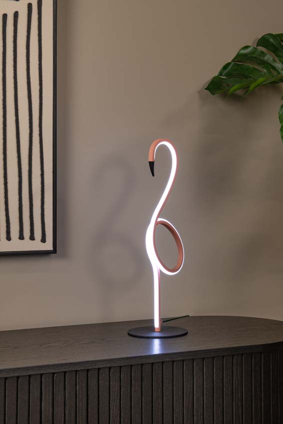 Lucide FLAMINGO - Lampe de table - LED Dim. - Rvb - Rose