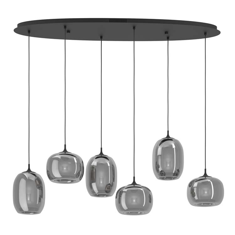 Hanglamp - staal - dimbaar - 6x3.7W - incl lamp - zwart