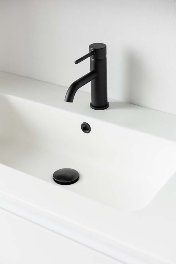 Meuble de salle de bain Tibo gris 900 mm lavabo blanc mat