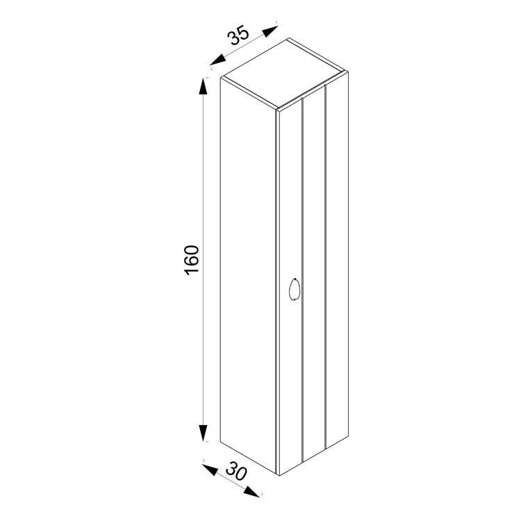 Kolomkast Amelia wit 350 x 1600 mm