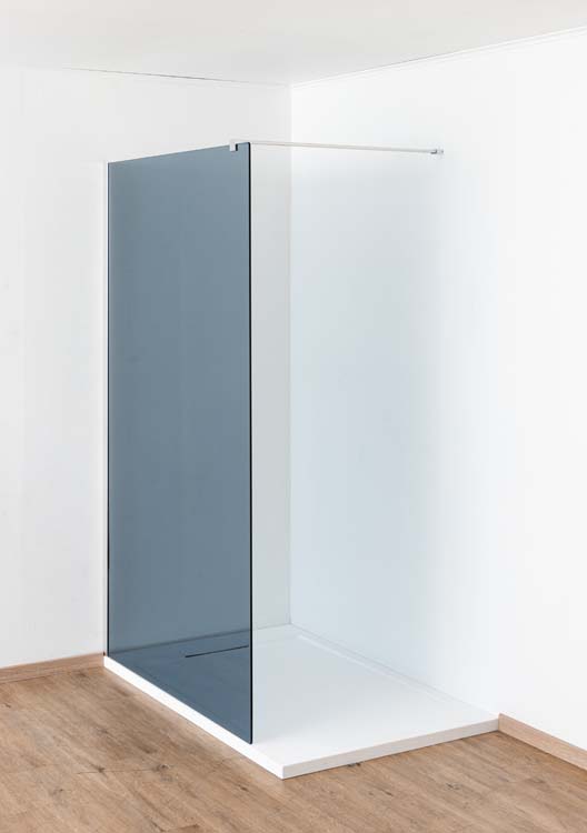 Douche de plain-pied Anais 117 x 200 cm verre gris - chrome