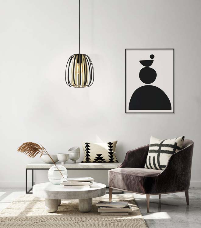 Hanglamp zwart/goud diam 25.5cm E27 40W