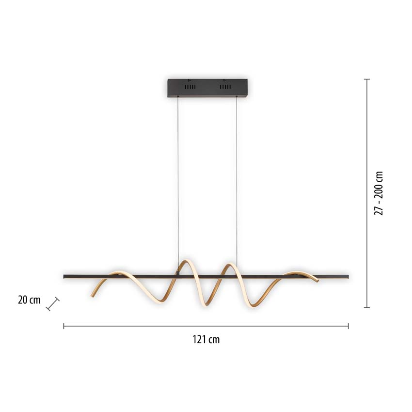 Luminaire suspendu noir/or incl LED lampe 4380 lumes 36W