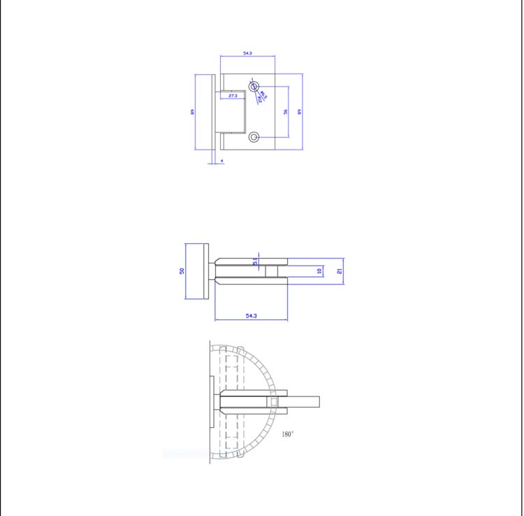 Glazen deur enkel 8mm day helder glas+scharnieren inox-maatwerk