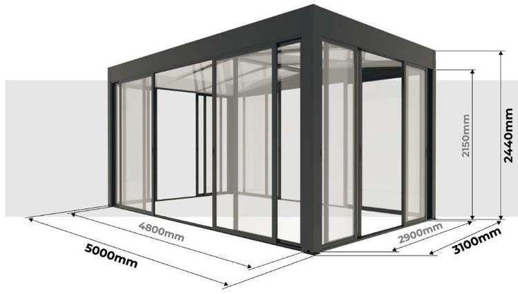 Tuinkamer Versailles alu antraciet 500 x 310 x 240 cm