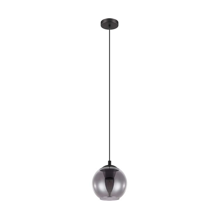 Lampe suspension en acier / verre - E27 - 40W - Noir / transparent