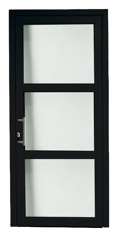 Porte extérieure pvc noire/blanche 3 verres claires G SUR MESURE