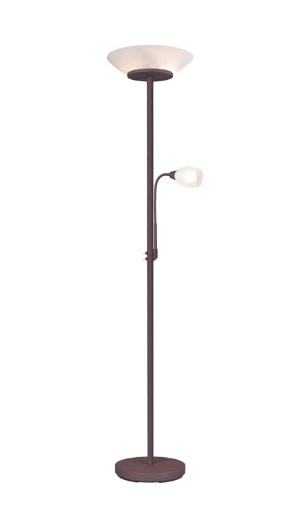 Vloerlamp met leeslamp roest/glas excl lamp LED mogelijk H180cm