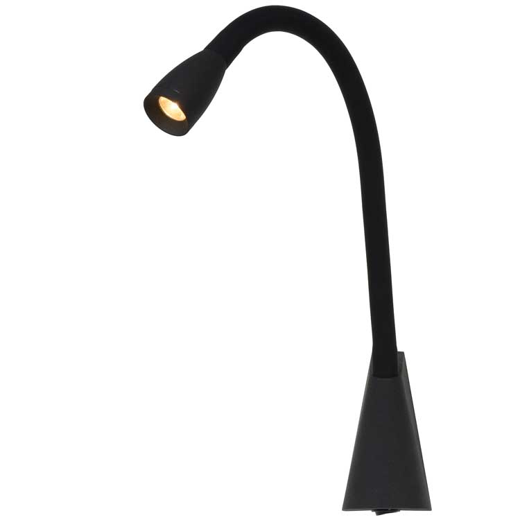 Lucide GALEN-LED - Bedlamp - LED - 1x3W 3000K - Zwart