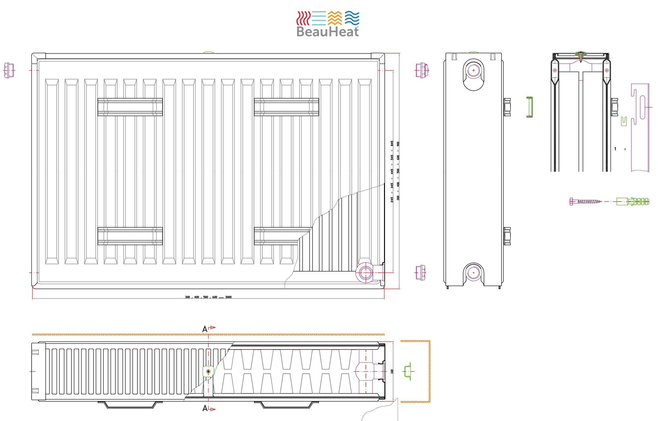 Radiateur type 22 50 x 100 cm 1436 Watt