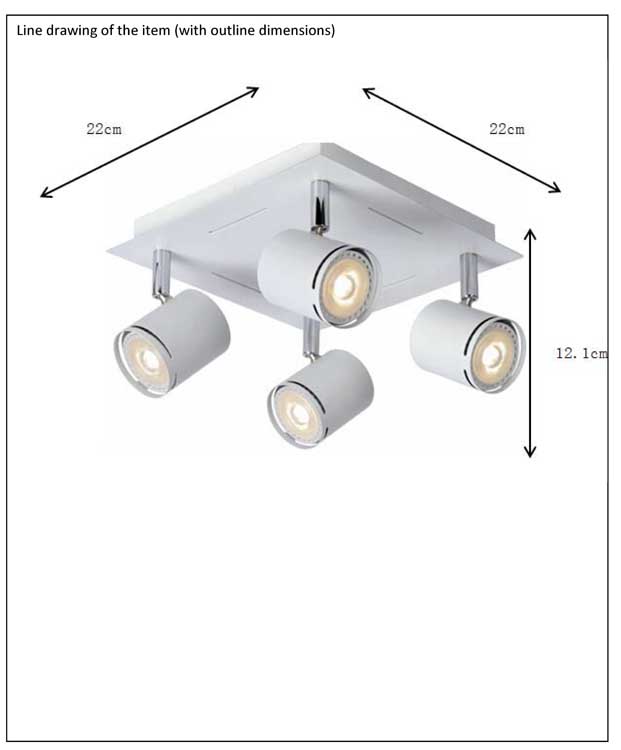 Lucide RILOU - Spot plafond - LED Dim. - GU10 - 4x5W 3000K - Blanc