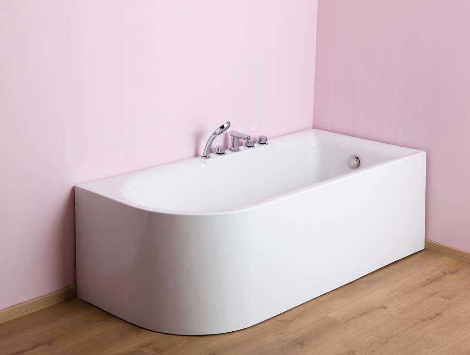 Baignoire d'angle Hilde blanc avec manteau droite (incl. robinet)