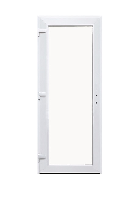 Porte extérieure PVC blanche L 980 x H 2180 G panneau sandwich plat out