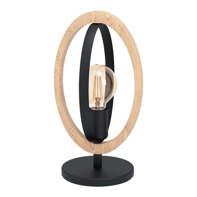 Lampe de table Basil E27 noir/bois ovale