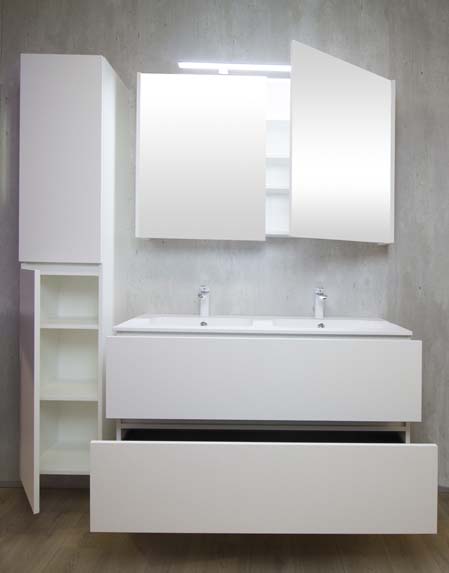 Meuble salle de bain Puro blanc mat 1400 mm lavabo mat