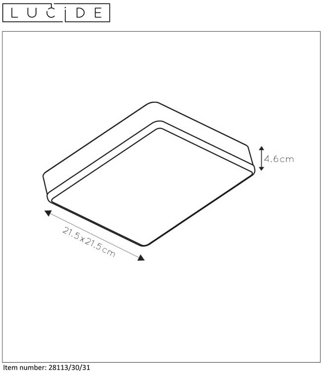 Lucide CERES-LED - Plafonnière Badkamer - LED Dimb. - 1x30W 3000K - IP44 - Wit