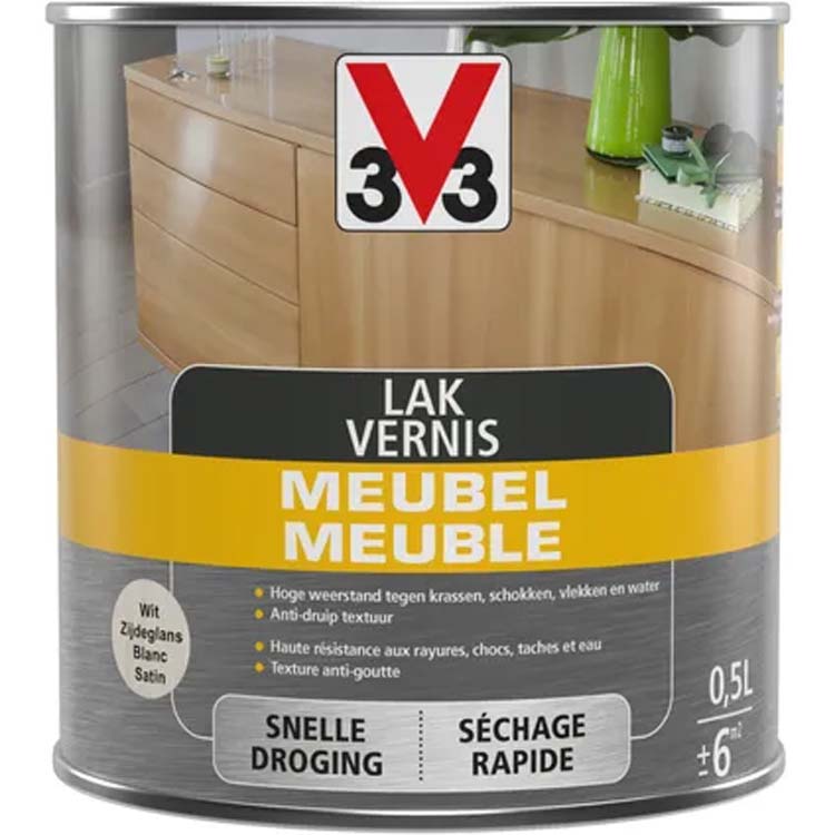 V33 laque pour meuble déco blanc satiné 0,5l