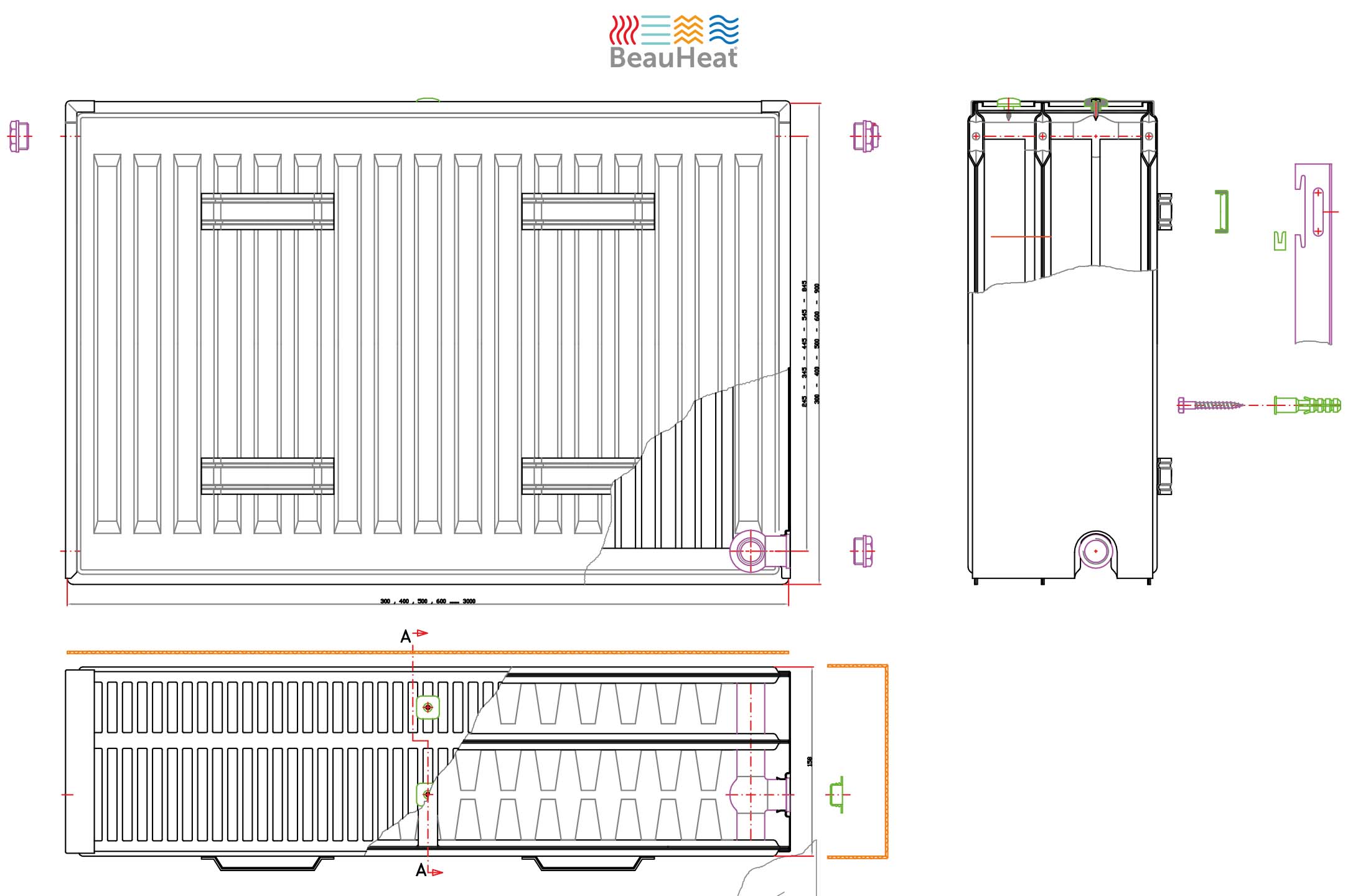 Radiator type 33 90 x 50 cm 1588 Watt