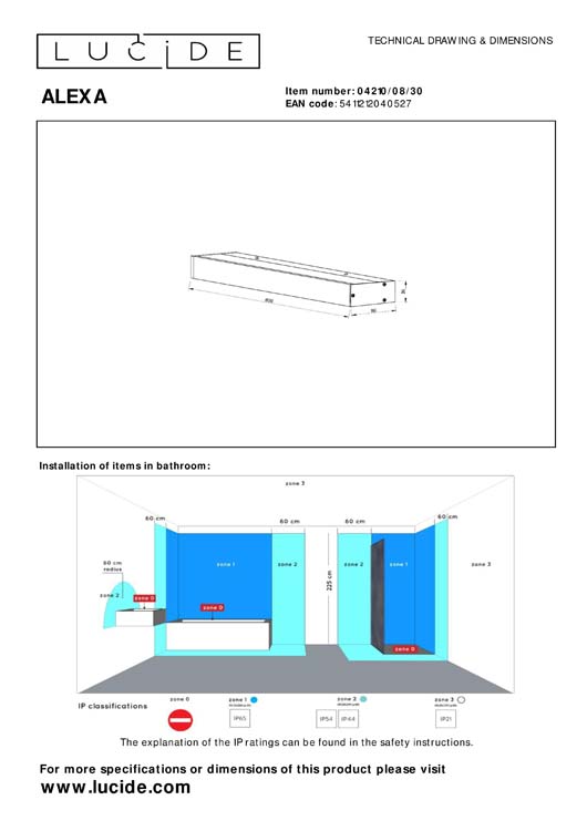 ALEXA - Applique murale Salle de bains - LED - 1x8W 3000K - IP44 - Noir