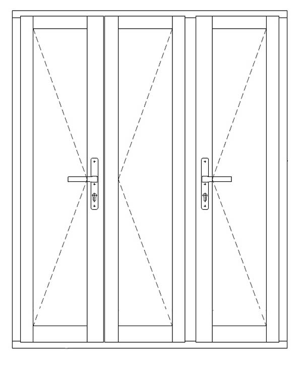 Fenêtre terasse bois Meranti Trae 3 vantaux 55mm naturel 1800x2150 mm