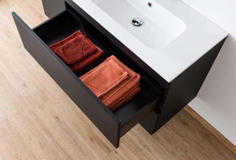 Meuble salle de bain Puro noir mat 900mm lavabo brillant