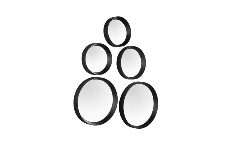 Miroir rond noir 5 pièces