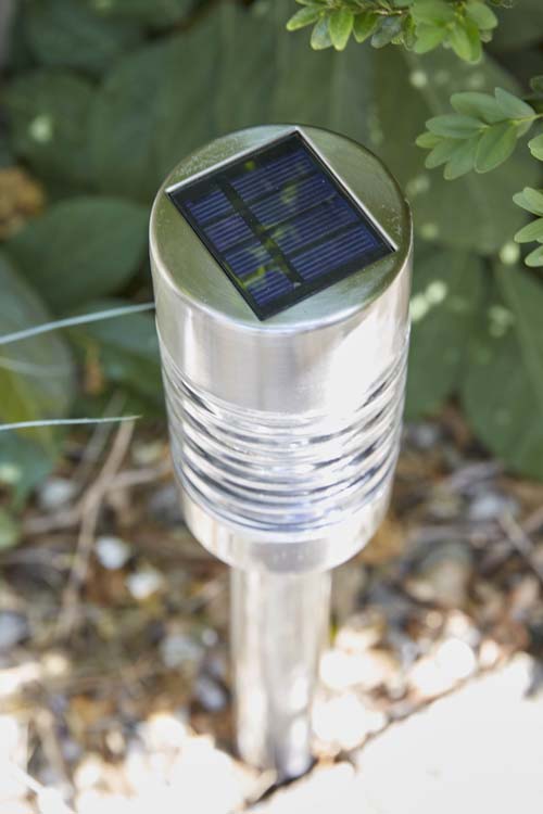 Solar tuinlamp met grondspie Firenze chroom 6 lumen