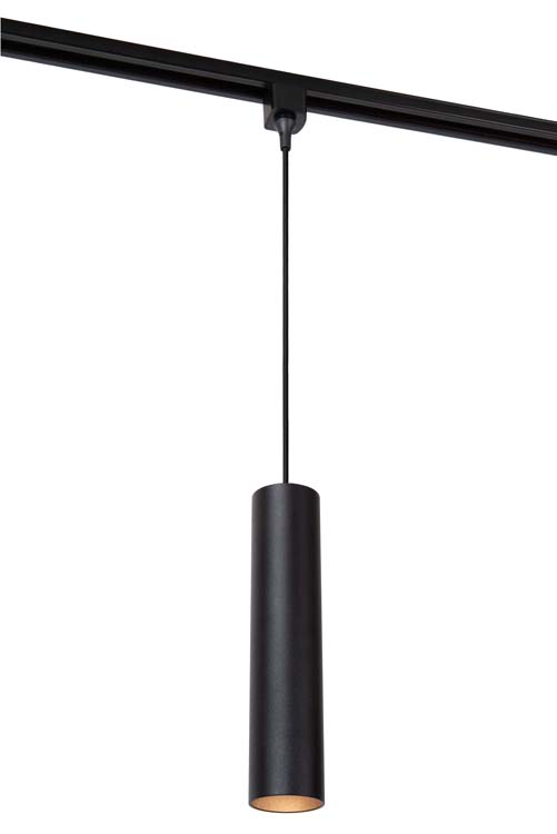 Rail lumineux design Avignon Suspension -Éclairage sur rail/Système de rail monophasé - 1xGU10 - Cylindrique - Noir