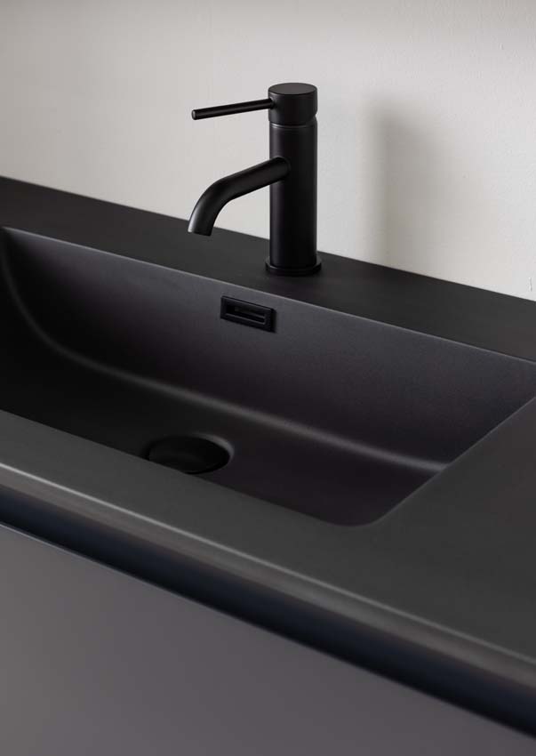 Meuble de salle de bain Tibo gris 1200 mm lavabo noir mat