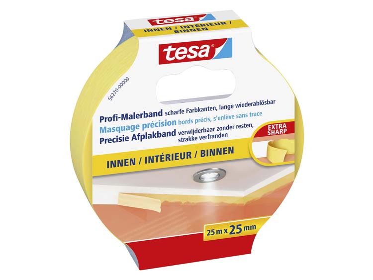 Tesa ruban de masquage intérieur 25m x 25mm jaune