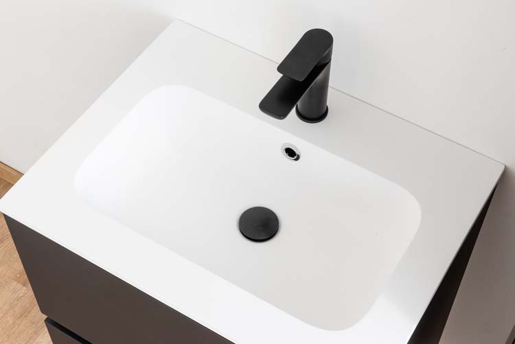 Meuble salle de bain Puro noir mat 600mm lavabo mat