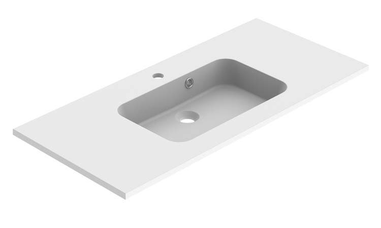 Meuble Finn noir mat lavabo blanc céramiek 1000 mm + miroir