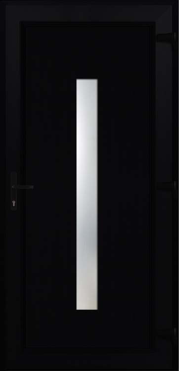 Porte extérieure verre vertical PVC noire D vitrage mat 980x2180mm