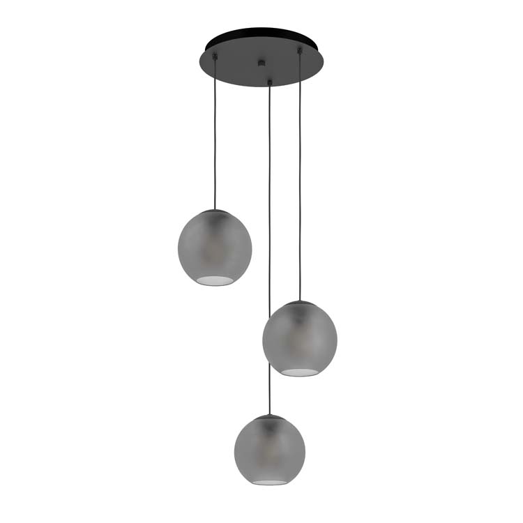 Lampe suspendue Gona 3xE27 verre fumé noir