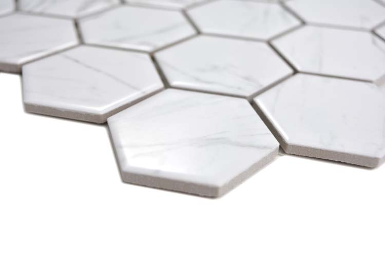 Mozaïek hexagon carrara wit 32,5 x 28,1 cm