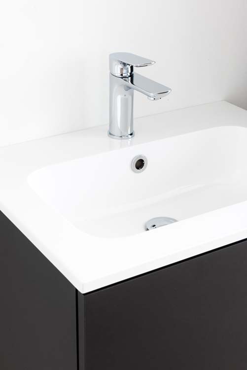 Meuble salle de bain Puro noir mat 600mm lavabo brillant