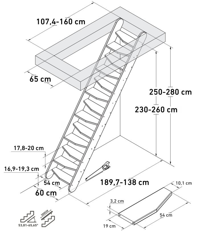 Escalier gain de place hêtre Goch