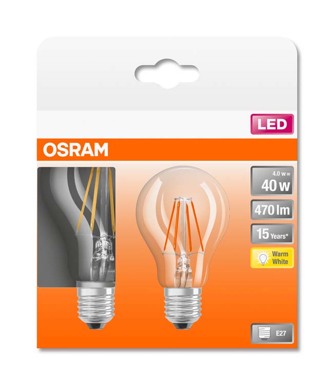 LED lamp retro classic 40 E27 4W warm wit filament 2st