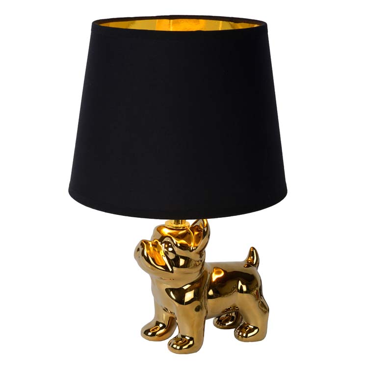 Lampe de table or noir chien h31.5cm excl lampe LED possible