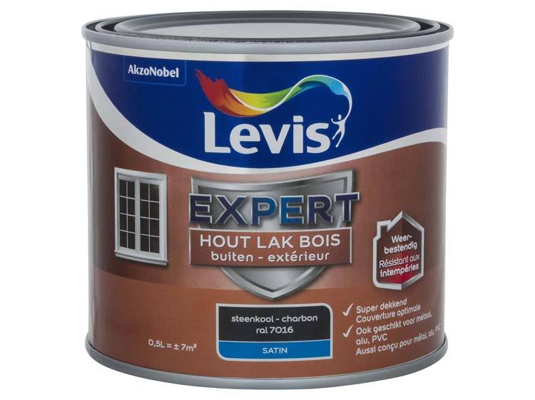 Levis Expert lak buiten zijdeglans 0,5l steenkool