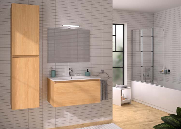 Meuble salle de bain Allibert single pack Chêne Atlas 80cm